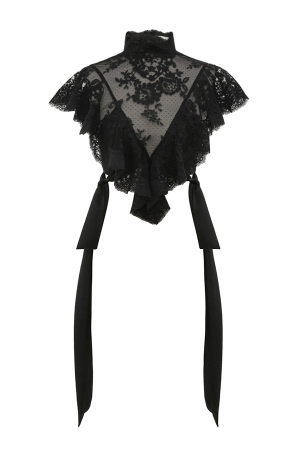 Salenia™ High-Neck Ruffle Cropped Top