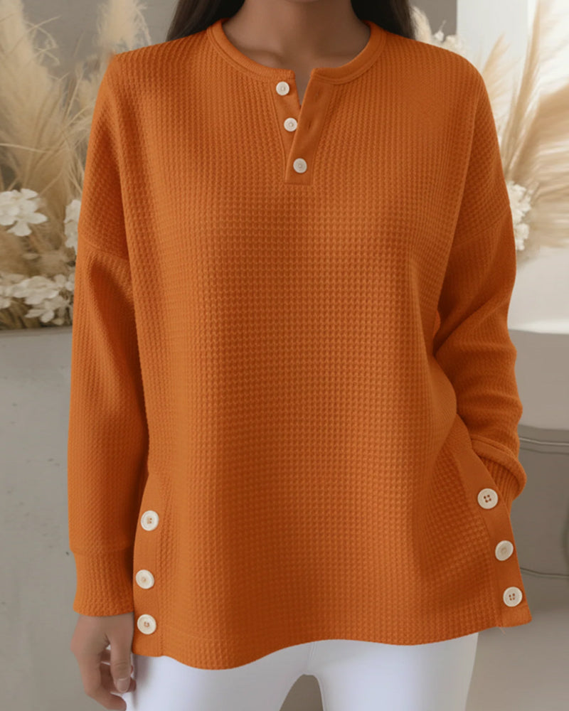 Alina™ - Casual Waffle Sweater