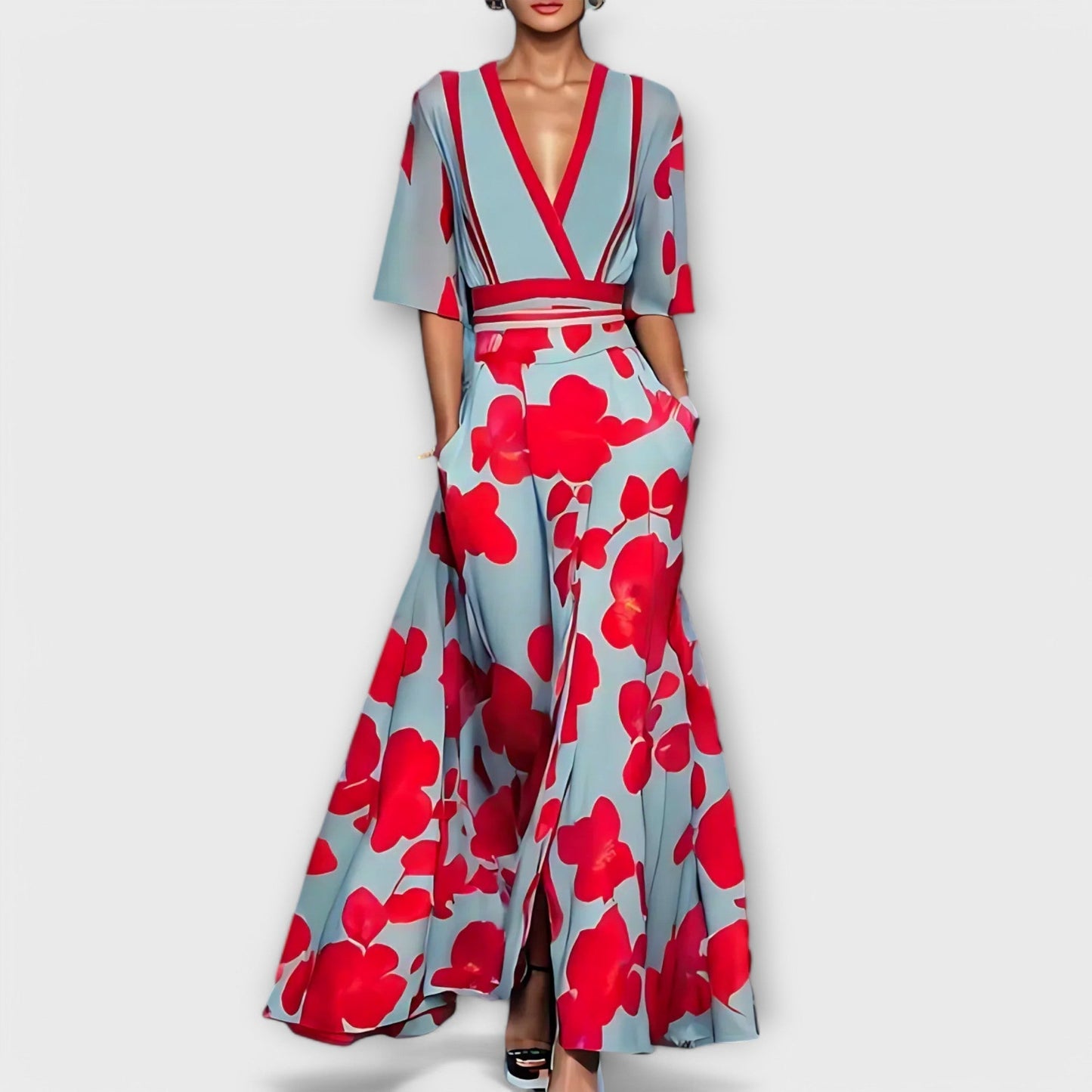 Zenaida™ – Floral V-Neck Maxi Dress