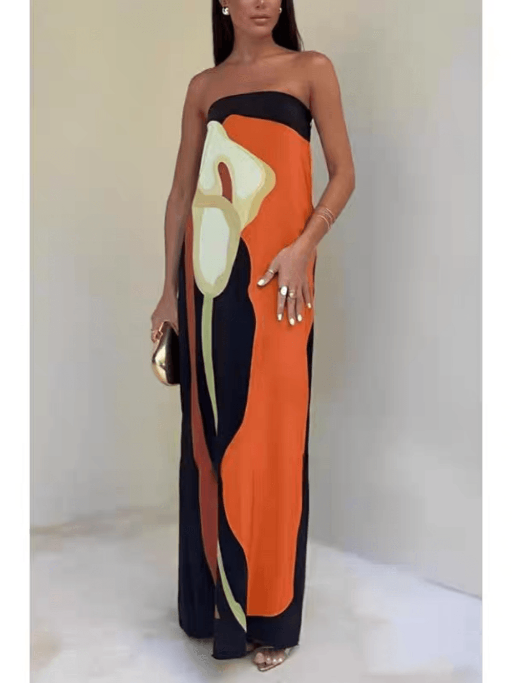 Miahri™ - Strapless Printed Maxi Dress