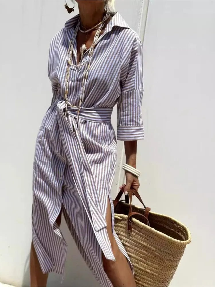 Geraldine™ - Striped Shirt Dress