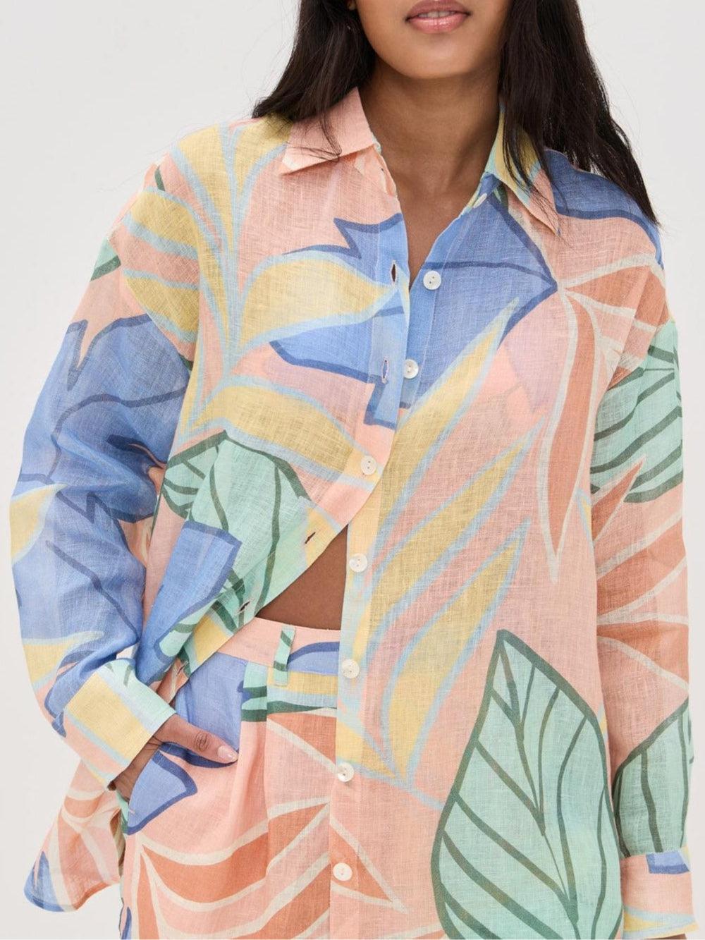 Yara™ - Tropical Leaf Printed Short Set
