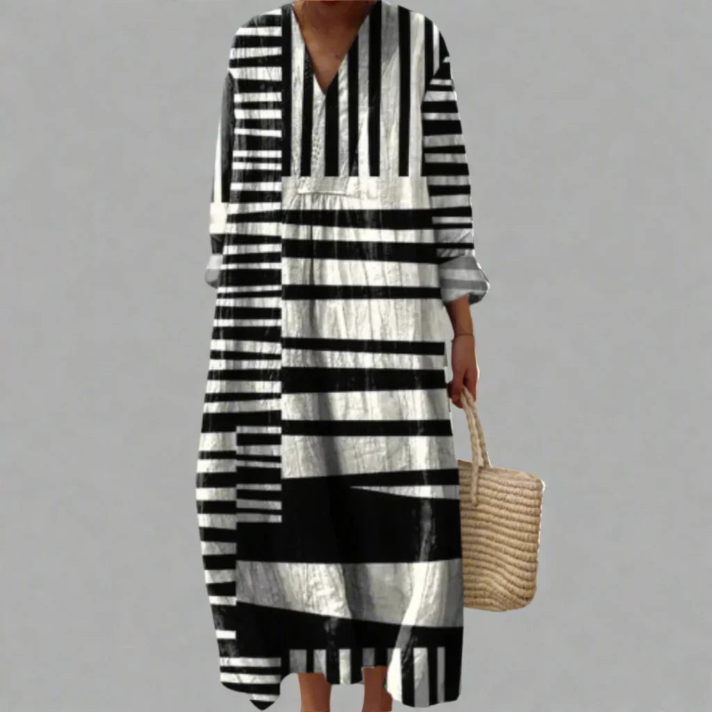 Sheri™ - Monochrome Stripes Dress