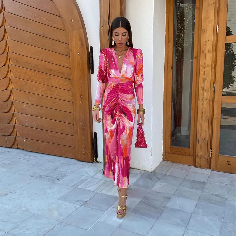 Cassy™ – Radiant Floral Draped Dress