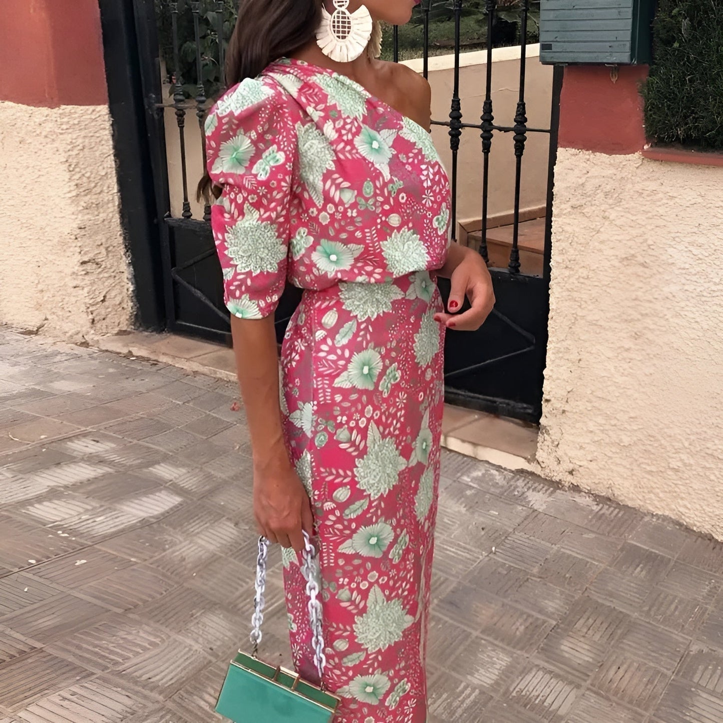 Emilia™ – Floral One-Shoulder Dress