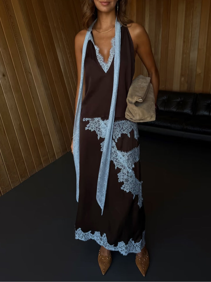 Pirra™ - Lace Panel Top and Skirt Set