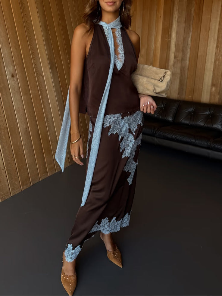 Pirra™ - Lace Panel Top and Skirt Set