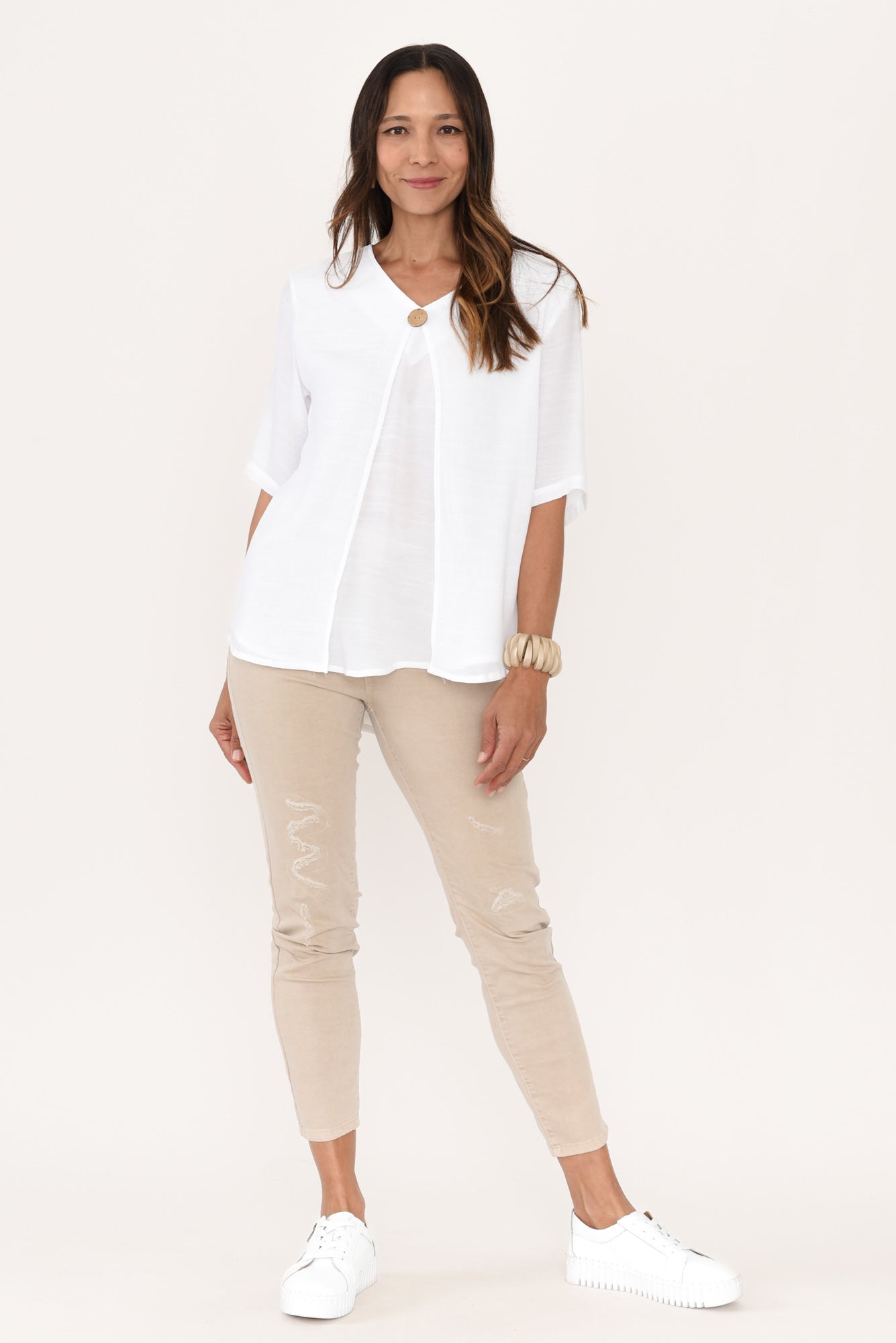 Elisha™- Pleated Button Top