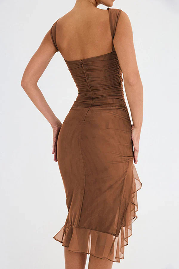 Amara™ - Fitted Ruched Midi Dress