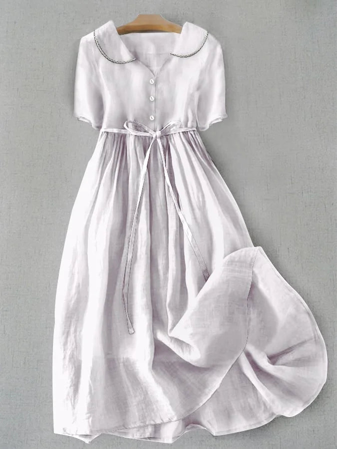 Isla - Casual Collar Linen Dress