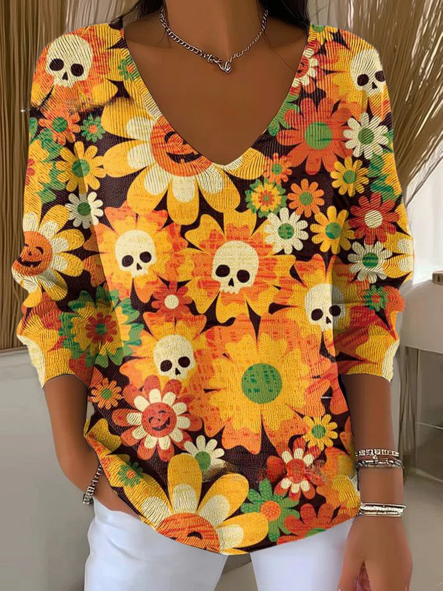 Dalia™ Floral Skull Top