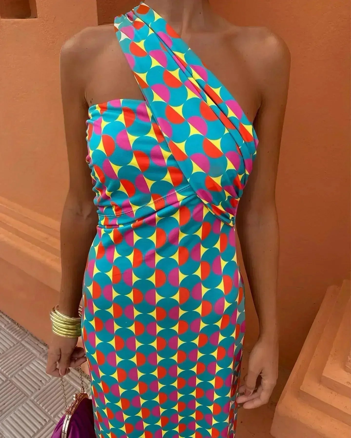 Kelly™ One-Shoulder Printed Dress