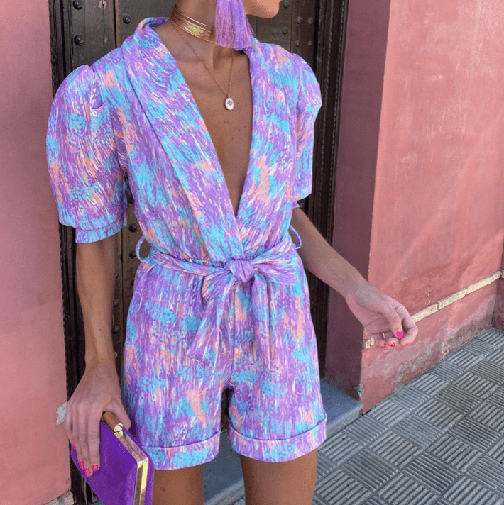 Maribella™ Printed Tie-Waist Romper