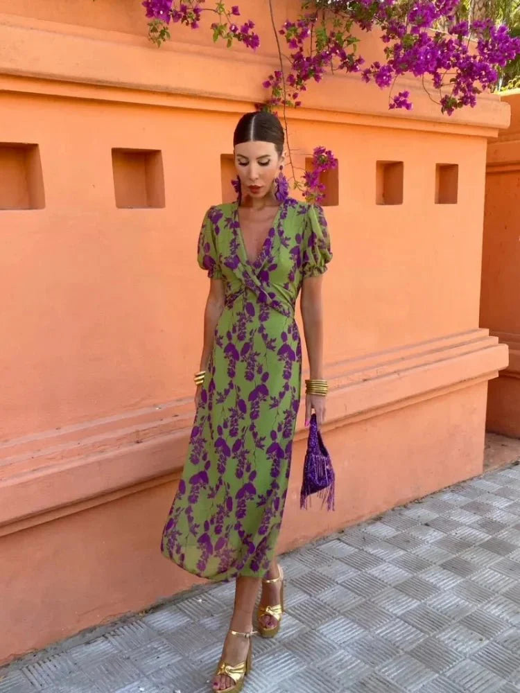 Leontine™ Elegant Floral Wrap Dress