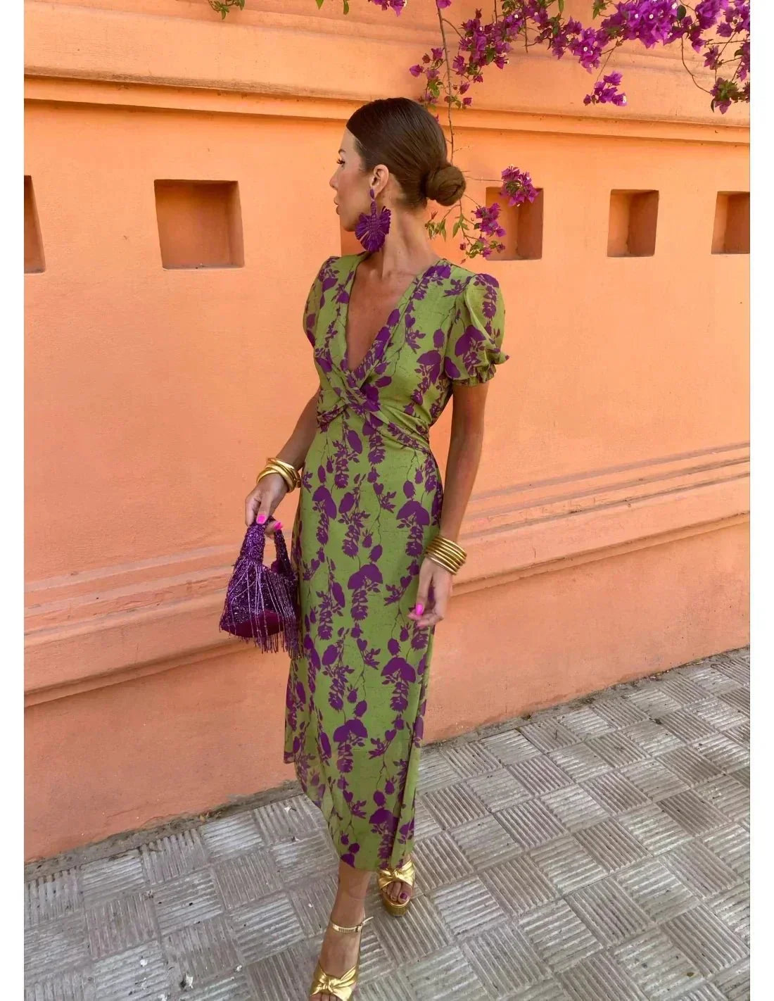 Leontine™ Elegant Floral Wrap Dress