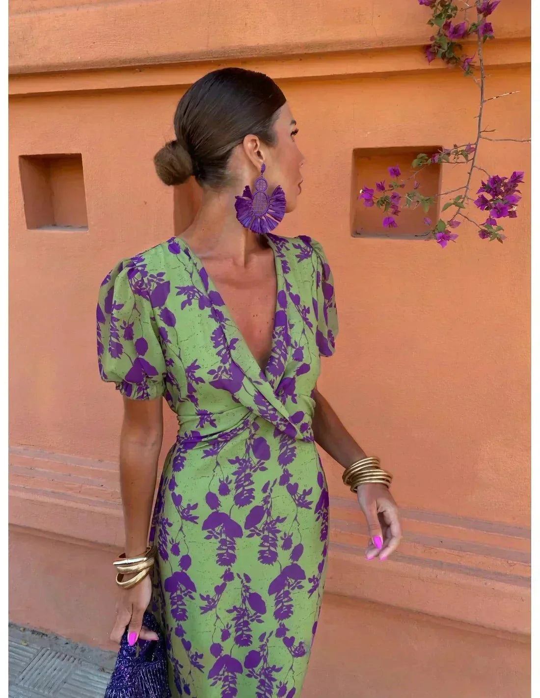 Leontine™ Elegant Floral Wrap Dress