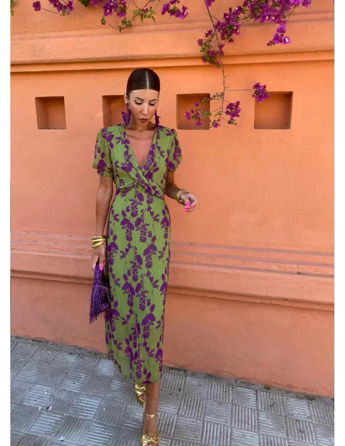 Leontine™ Elegant Floral Wrap Dress