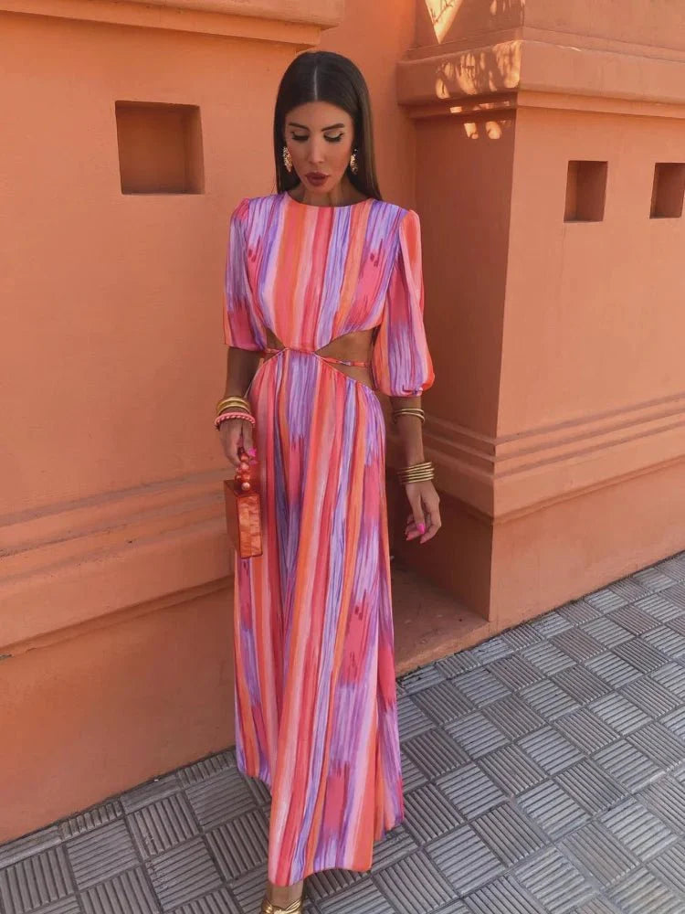 Maricela™ Striped Cut-Out Maxi Dress