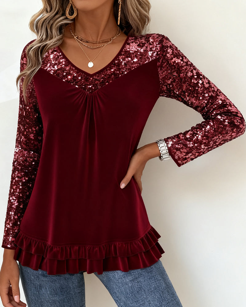 Dina™ - Sequin V-Neck Top