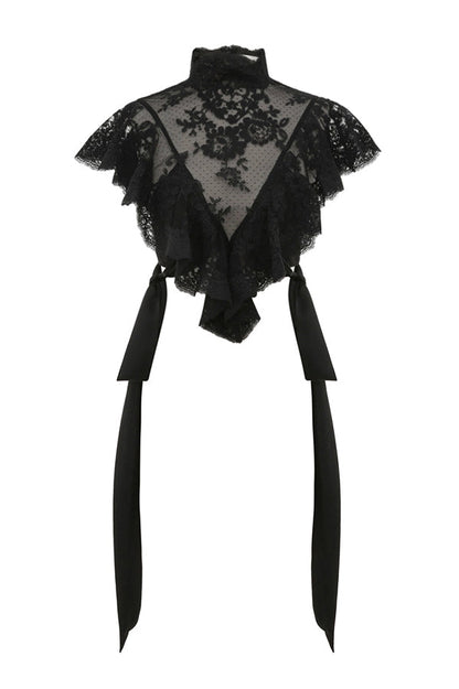 Salenia™  High-Neck Ruffle Cropped Top