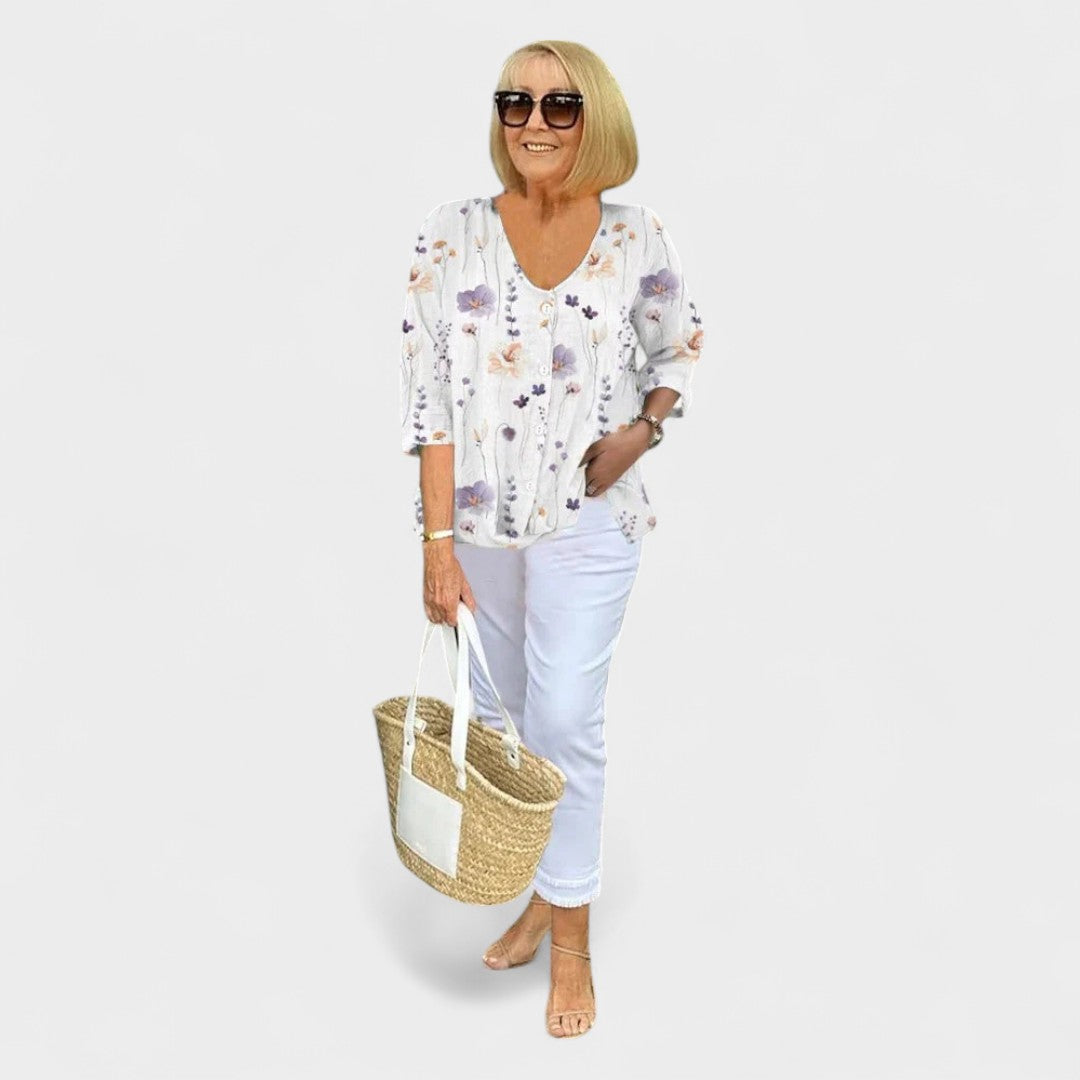 Tharie™ Floral V-Neck Blouse