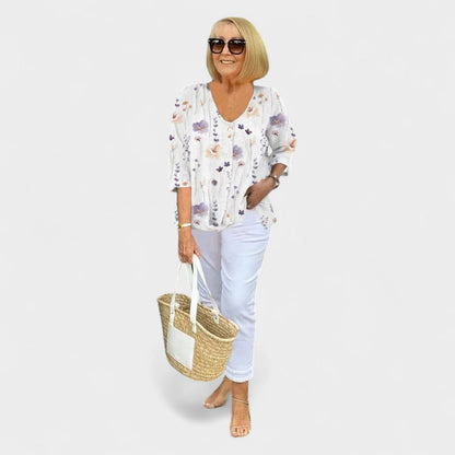 Tharie™ Floral V-Neck Blouse