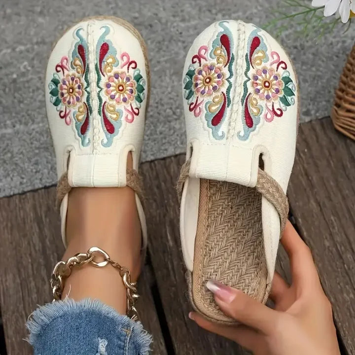 Kathy™ – Women’s Cotton Sandals with Floral Print