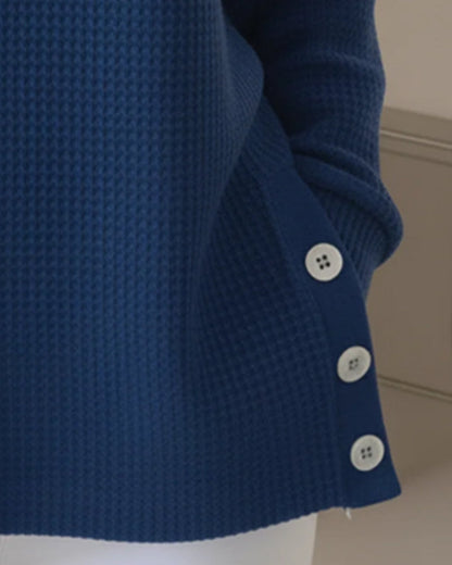 Elaina™ - Waffle Polo Sweatshirt