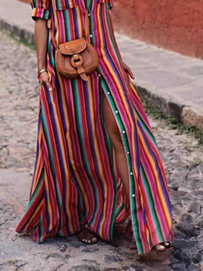 Chloe™ - Casual Striped Printed Maxi Dress
