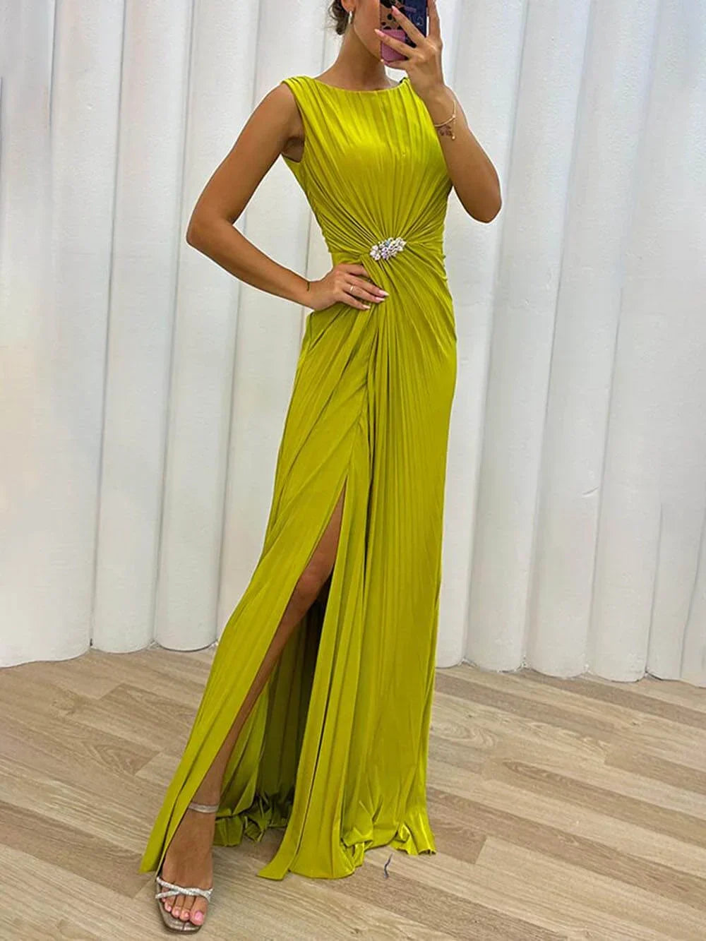 Lyrah™ Pleated Slit Dress
