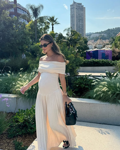 Amara™ - Off Shoulder Maternity Maxi Dress