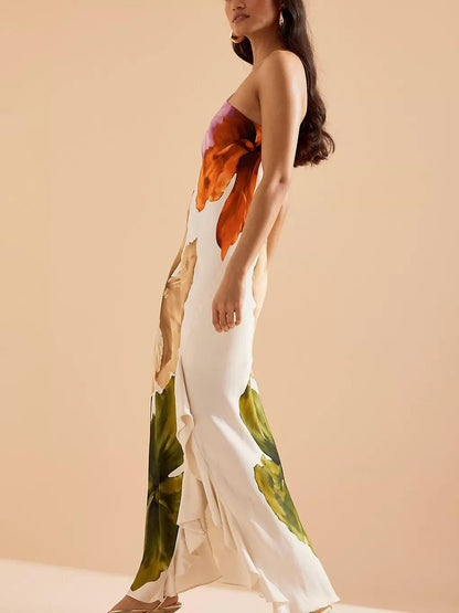 Lowanna™ - Floral Print One-shoulder Maxi Dress