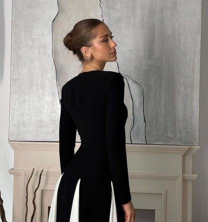 Gwen™ Elegant Contrast Midi Dress