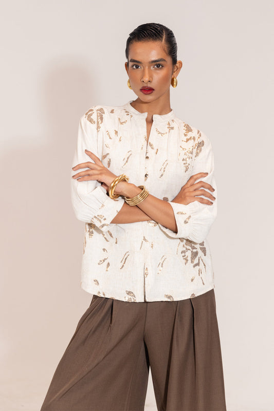 Elaine™ -  Embroidered Linen Blouse