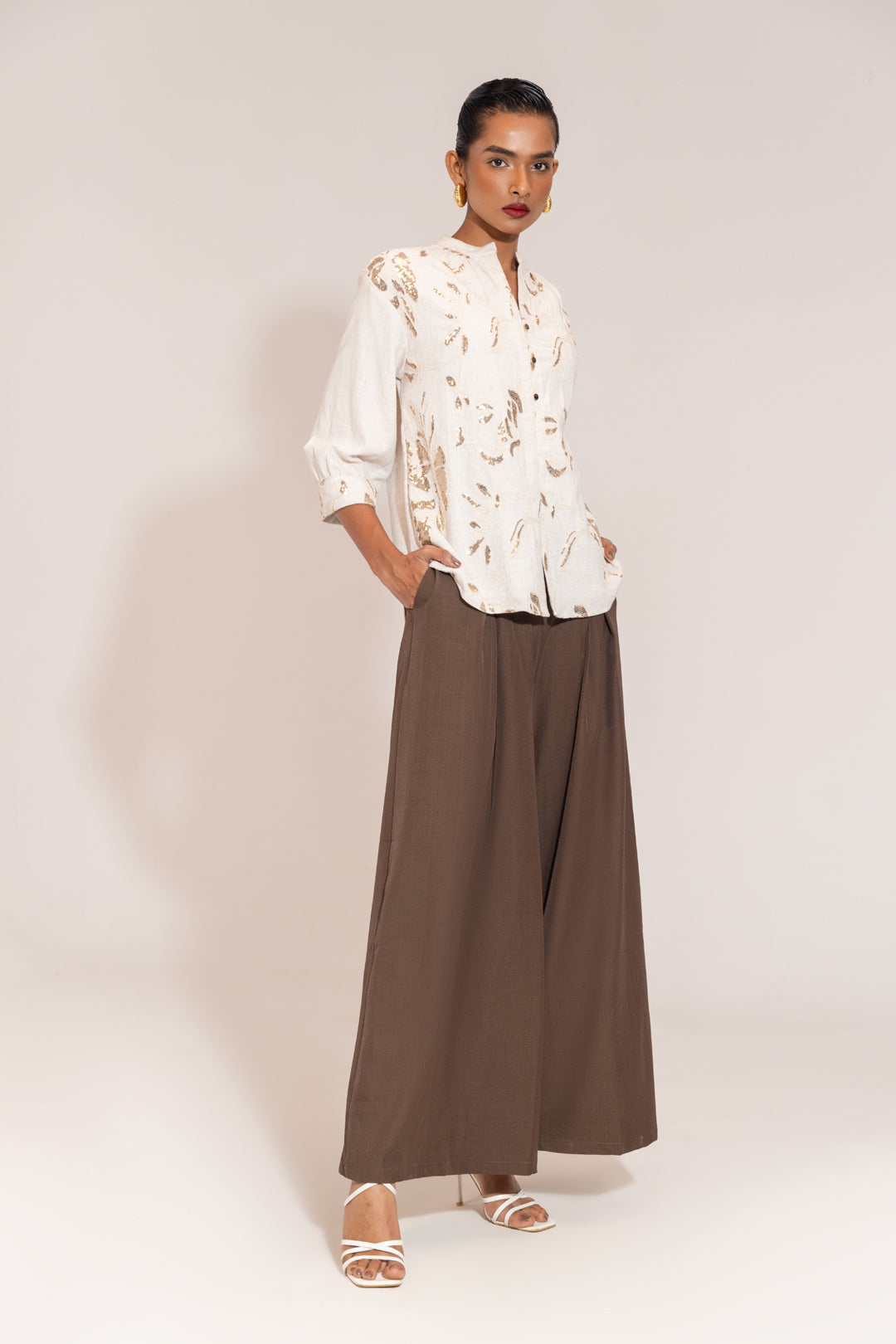 Elaine™ -  Embroidered Linen Blouse