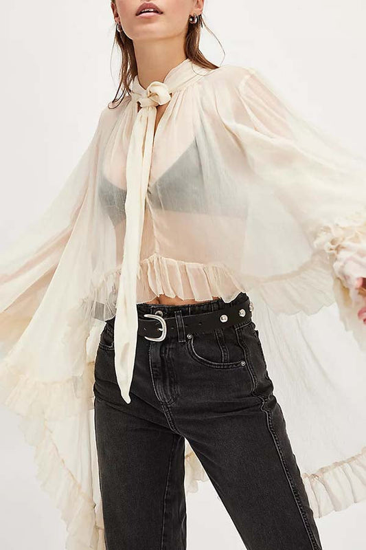 Jasmin™ See-through Ruffle Cape Top