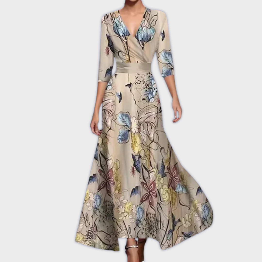 Qyzzandra™ – Floral Wrap Maxi Dress