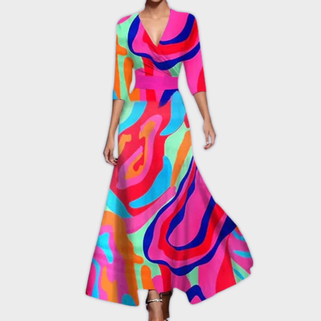 Qyzzandra™ – Floral Wrap Maxi Dress
