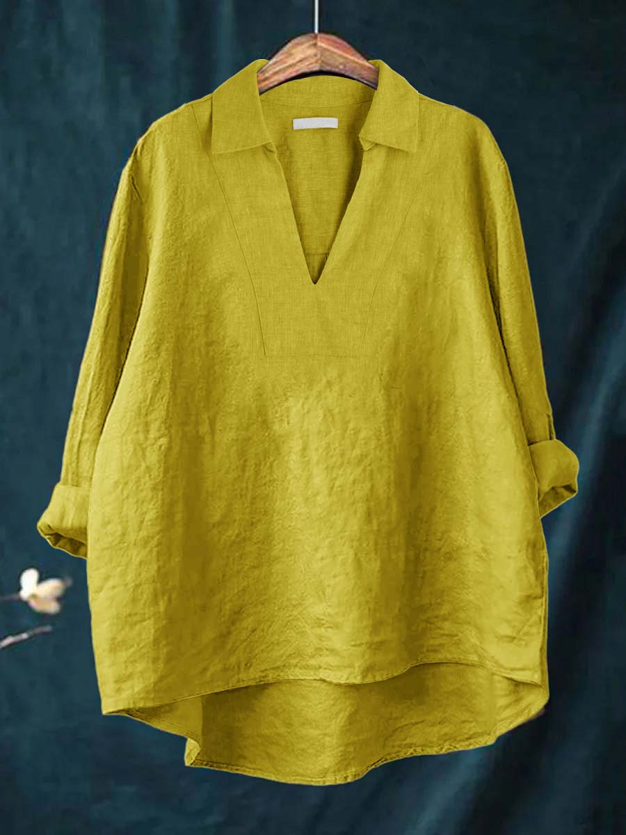 Claudina™ Linen V-Neck Blouse