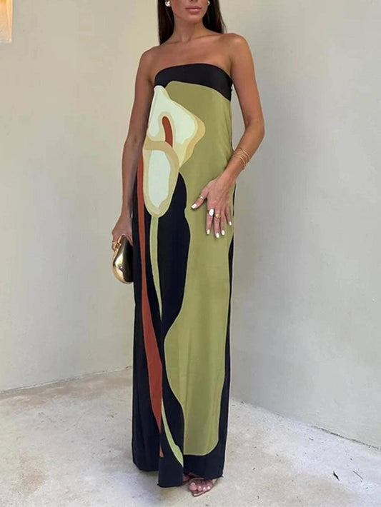 Miahri™ - Strapless Printed Maxi Dress