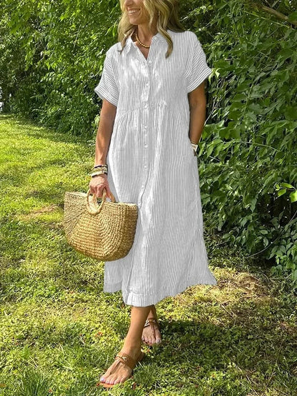 Reylin™ – Relaxed Striped Shirt Dress