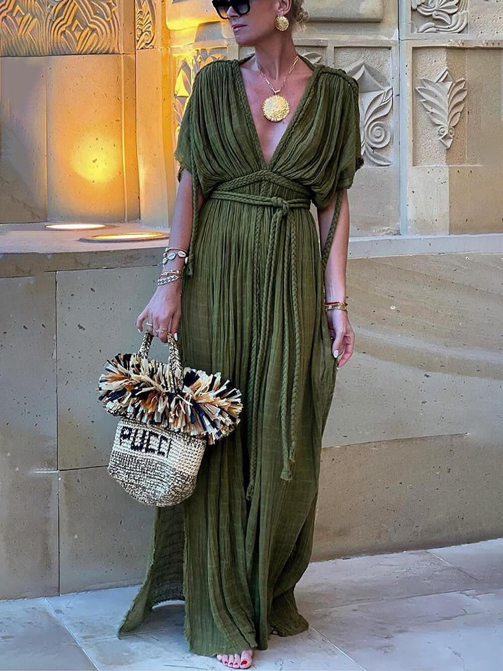 Keira™ - Draped Braids Maxi Dress