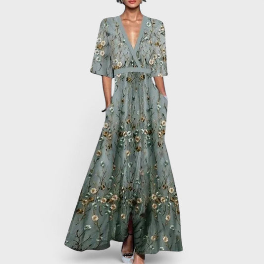 Olyzandra™ – Floral Embroidered Maxi Dress