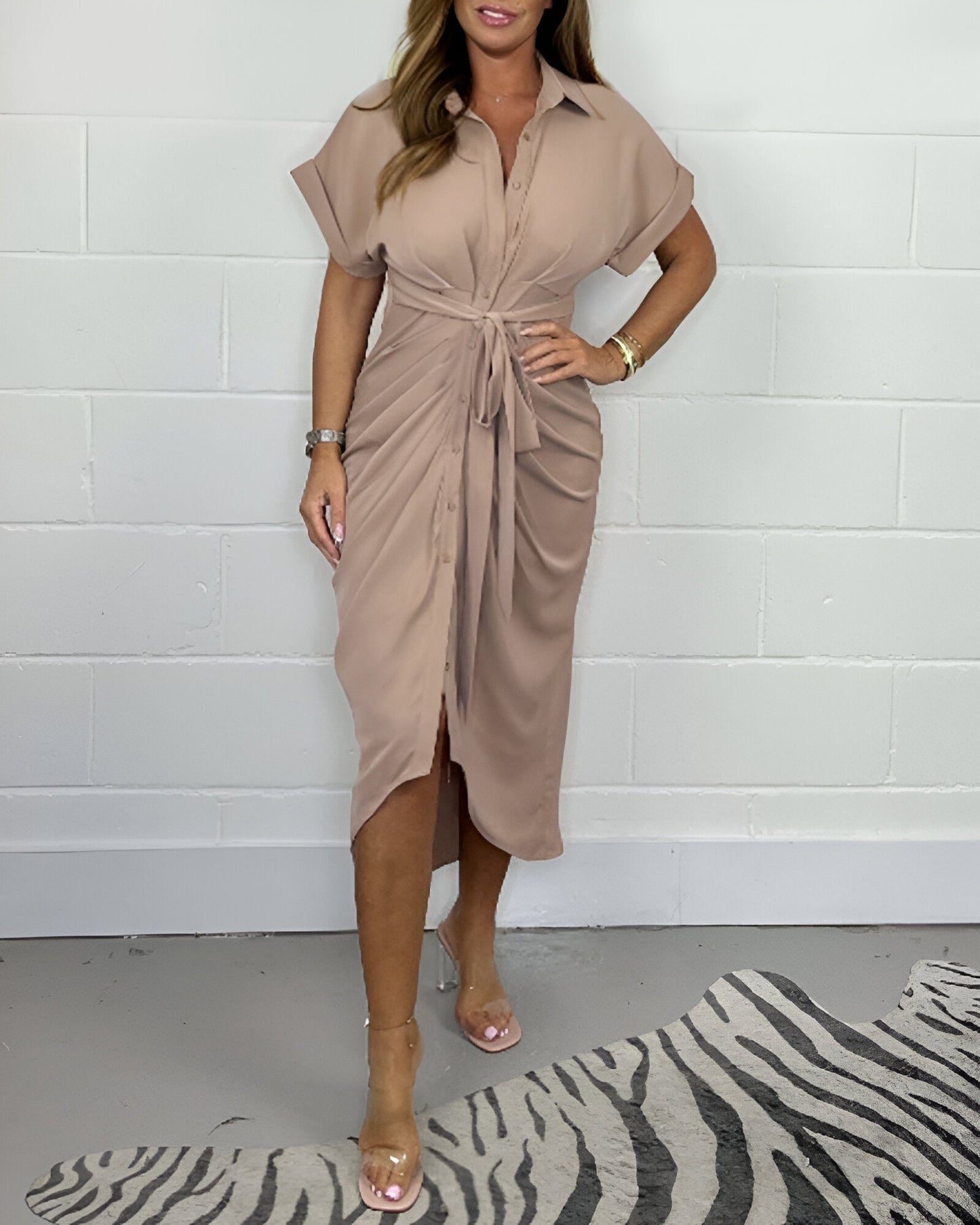 Azura™ - Belted Midi Shirt Dress