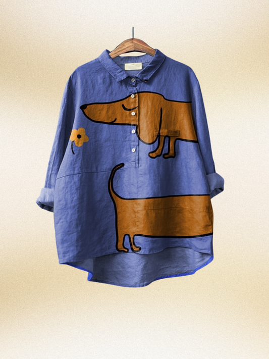 Rizza™ - Casual Dog Print Shirt