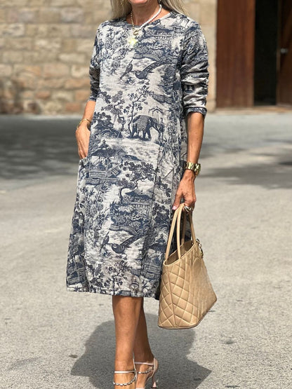 Evelina™ Vintage Print Dress