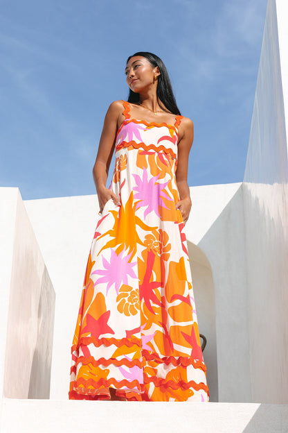Naomie™ - Tropical Abstract Print Summer Dress