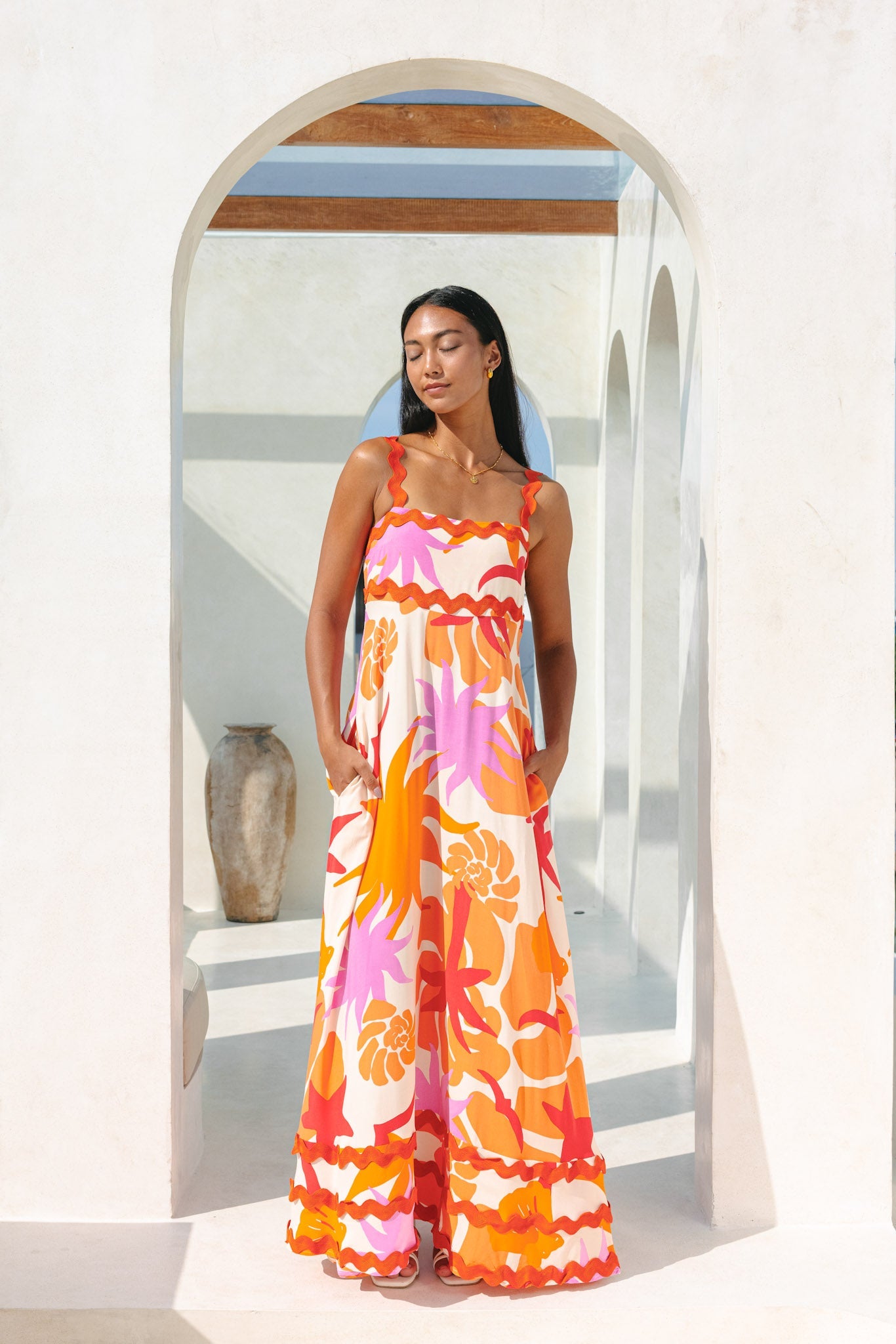 Naomie™ - Tropical Abstract Print Summer Dress