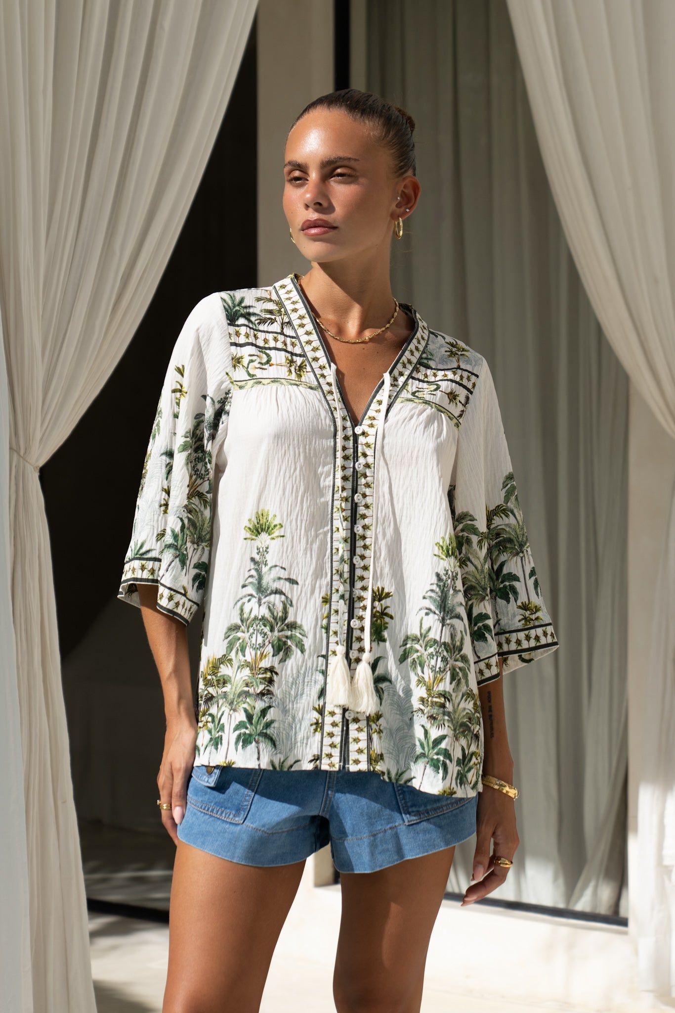 Sabrina™ - Boho Tropical Summer Top