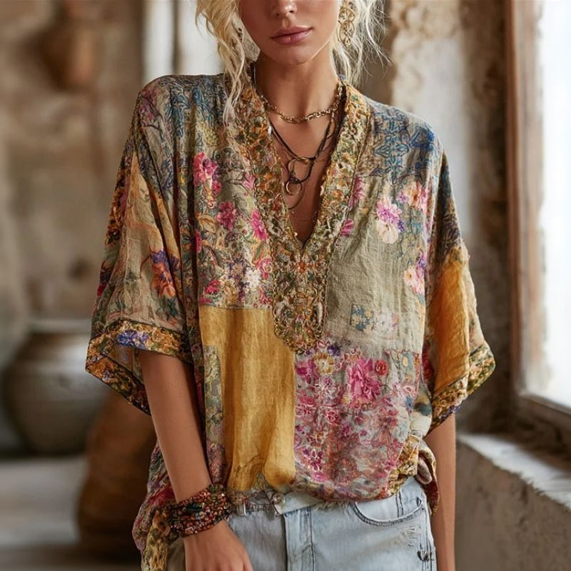 Evangeline™ Vintage Printed Blouse